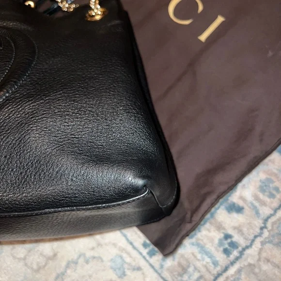 Gucci Soho Medium Black Double Leather Chain Shoulder Bag Tote
Black Gold - Picture 14 of 16
